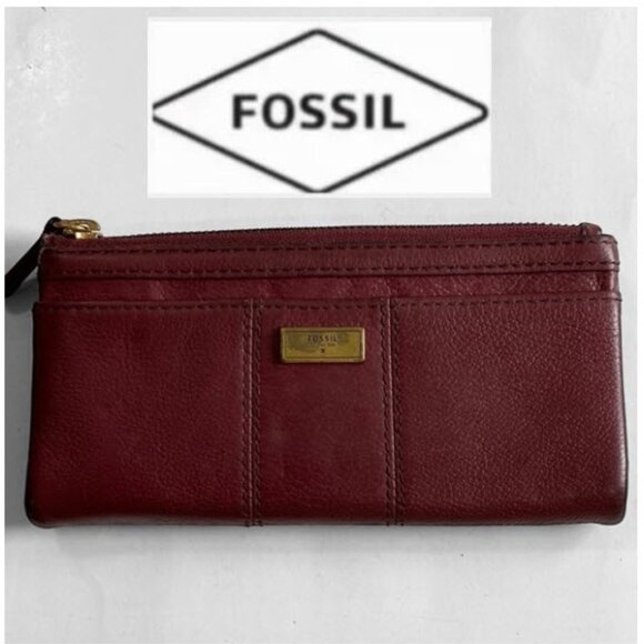 Fossil Red Wallet Sleek Leather Design - Picture 1 of 12